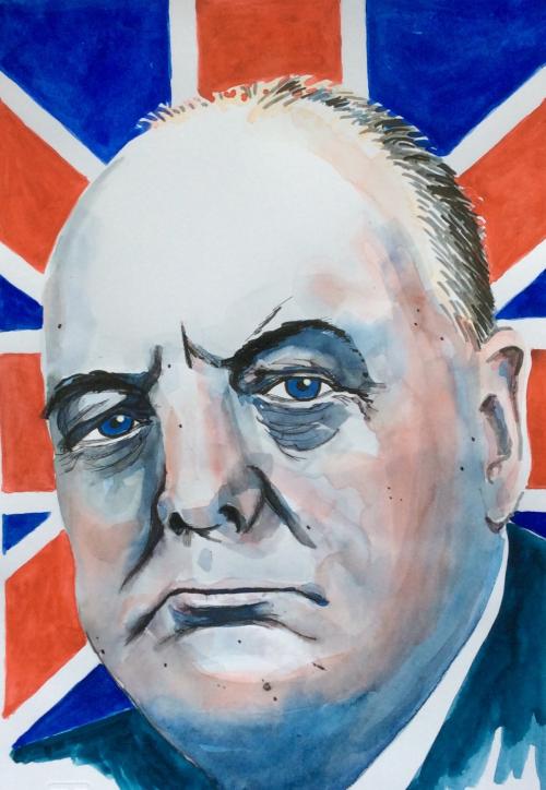 WINSTON CHURCHILL with Union Jack